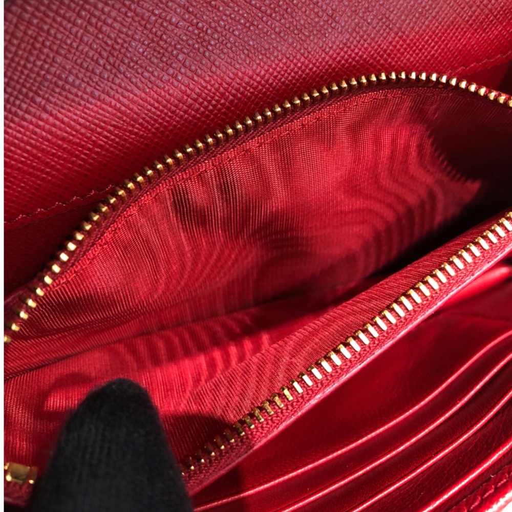 Prada Sapphire Wallet Red Shoulder Bag - Picture 7 of 10